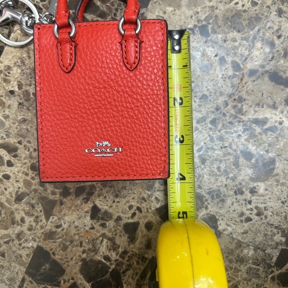Coach Cherry Red Pebbled Leather Keychain Bag - Picture 6 of 7